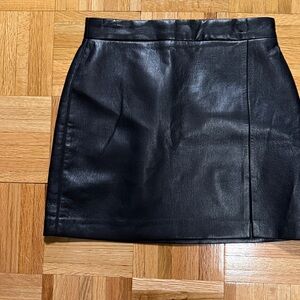 Aritzia Wilfred Black Leather Mini Skirt